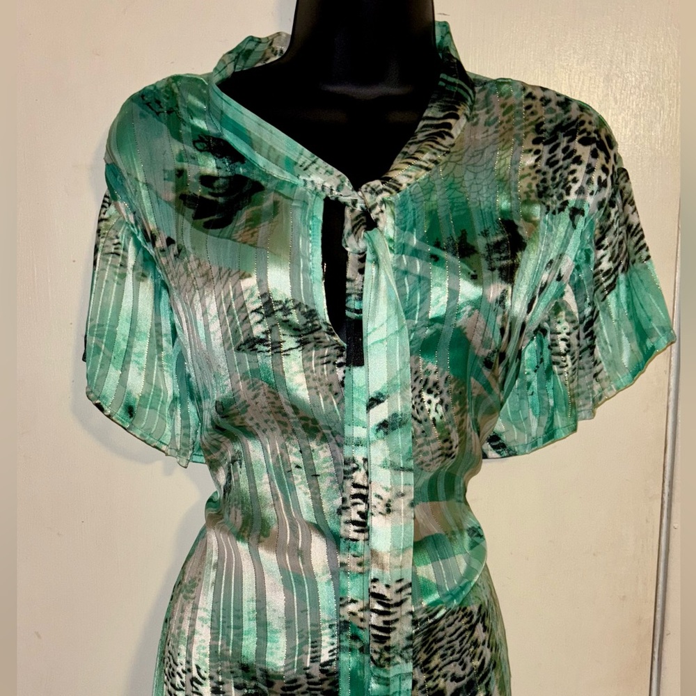🆕 Ashley Stewart Sheer Green Blouse | 26/28W | Lightweight & Flowy